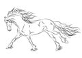 Running friesian horse sketch Royalty Free Stock Photo