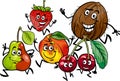 Running fruits group cartoon illustration Royalty Free Stock Photo
