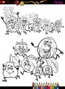 Running fruits set cartoon coloring page Royalty Free Stock Photo