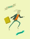 Running funny cartoon rabbit. Vector illustration.