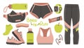 Running Gear For Women. Running Accessories for Female. Fitness Set. Sport Clothes, Sport Watch, Running Shoes