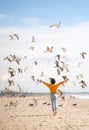 Running girl on the beach Royalty Free Stock Photo