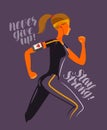 Running girl. Fitness, jogging, gym concept. Vector illustration