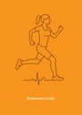 Running girl silhouette and heart pulse line