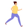 Running girl slimming icon, cartoon style