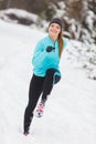 Running girl wearing sportswear, winter fitness Royalty Free Stock Photo