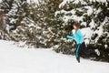 Running girl wearing sportswear, winter fitness Royalty Free Stock Photo