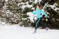 Running girl wearing sportswear, winter fitness Royalty Free Stock Photo