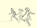 Three runners - continuous line drawing