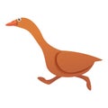 Running goose icon, cartoon style