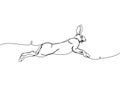 Running hare, bunny one line art. Continuous line drawing of pet, mammal, breed, zodiac, china, oriental, domestic