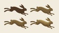 Running hare, set of icons. Rabbit, bunny symbol. Animals, vector illustration