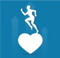 Running on heart icon symbol vector, run for health Royalty Free Stock Photo