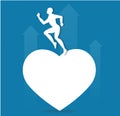 Running on heart icon symbol vector, run for health Royalty Free Stock Photo