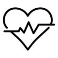 Running heart rate icon, outline style