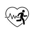 Running in heart strong with line ecg heartbeat icon, Healthy cardio pulse