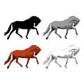 Running horse black, white, brown color Royalty Free Stock Photo