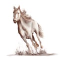 Running horse black and white watercolor style on white background Royalty Free Stock Photo