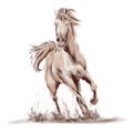 Running horse black and white watercolor style on white background Royalty Free Stock Photo