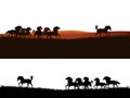 Running horses herd vector silhouette design