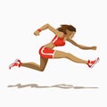 Running hurdles or sprinter Isolated on white running woman vector illustration. Jogging design element. Athletic lifestyle in