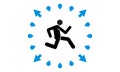 running icon. Cartoon person run, sweat water loss design isolated vector flat illustration