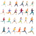 Running icons set, cartoon style