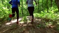 Running jogging in forest. woman training, running, jogging, fitness, runner-4k video