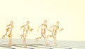 Running jogging man Art Concept Lowpoly line-art Creative ideas template brochures, flyers, presentations on yellow