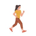 Running jogging woman in casual cloth isolated