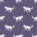 Running and jumping czechoslovak wolfdog puppy. Seamless pattern. Dog silhouette. Endless texture. Design for wallpaper Royalty Free Stock Photo