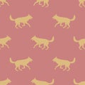 Running and jumping czechoslovak wolfdog puppy. Seamless pattern. Dog silhouette. Endless texture. Design for wallpaper Royalty Free Stock Photo