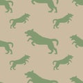 Running and jumping labrador retriever isolated on a brown background. Seamless pattern. Endless texture. Design for Royalty Free Stock Photo