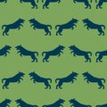 Running and jumping labrador retriever isolated on a green background. Seamless pattern. Endless texture. Design for Royalty Free Stock Photo