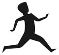 Running kid black silhouette. Child fast hurrying