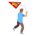 Running kid kite icon, isometric style Royalty Free Stock Photo