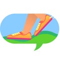 Running legs in speech chat bubble vector icon