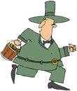 Running Leprechaun Carrying A Bucket Of Gold