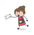 Running with Letter to Deliver - Beautician Girl Artist Cartoon Vector