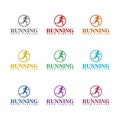 Running logo template icon isolated on white background. Set icons colorful Royalty Free Stock Photo