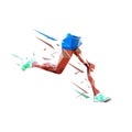 Running. Low polygonal legs, female runner. Abstract isolated geometric vector illustration, side view