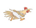 Running Mad and Crazy Chicken with Asylum Clothes Illustration