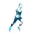 Running man, abstract blue vector silhouette Royalty Free Stock Photo