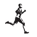 Running man, abstract vector silhouette. Side view Royalty Free Stock Photo