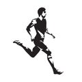 Running man, abstract vector silhouette. Side view Royalty Free Stock Photo