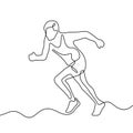 Running athlete continuous line vector illustration Royalty Free Stock Photo