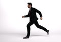 3D render : the portrait of a running man  in casual business suit with the white background Royalty Free Stock Photo