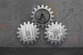 Running man with concrete gears for home and office connection Royalty Free Stock Photo