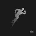 Running man. Design for sport, business, science and technology. Dotted silhouette of person. Vector illustration