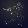 Running Man, dots and lines connected together, a sense of science and technology vector illustration. Royalty Free Stock Photo